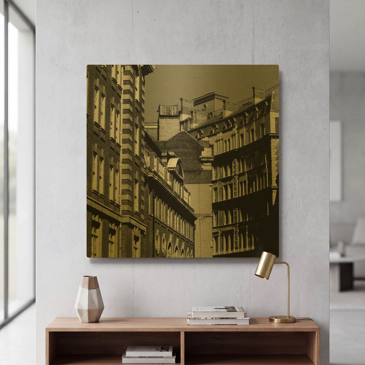 'London Street' By Tom Quartermaine Gold Metal Wall Art