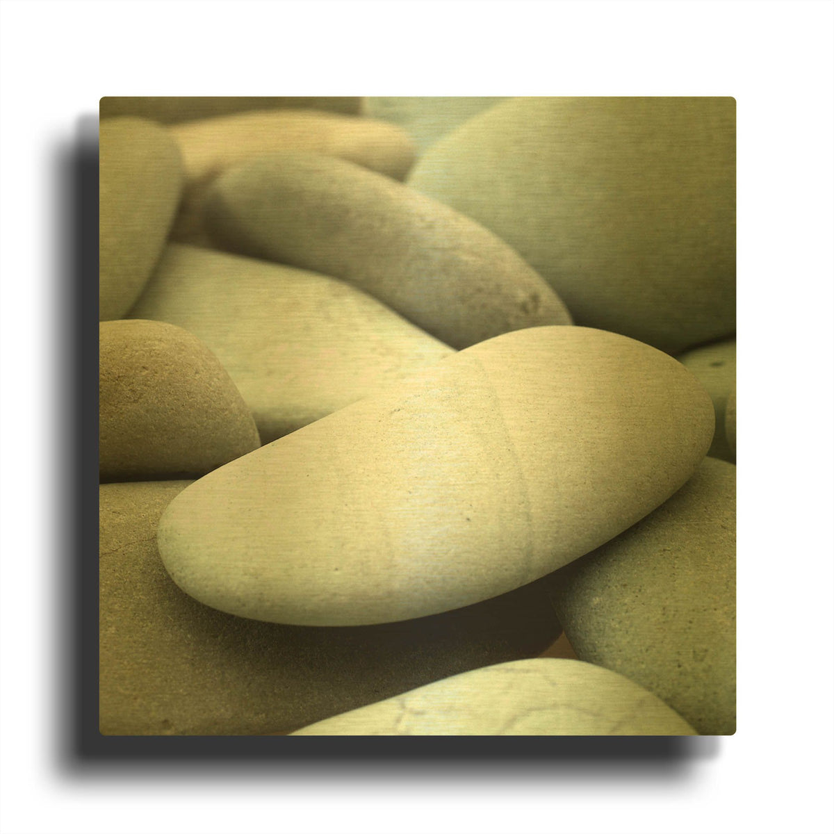 'Pale Blue Stones from Beach' By Tom Quartermaine Gold Metal Wall Art