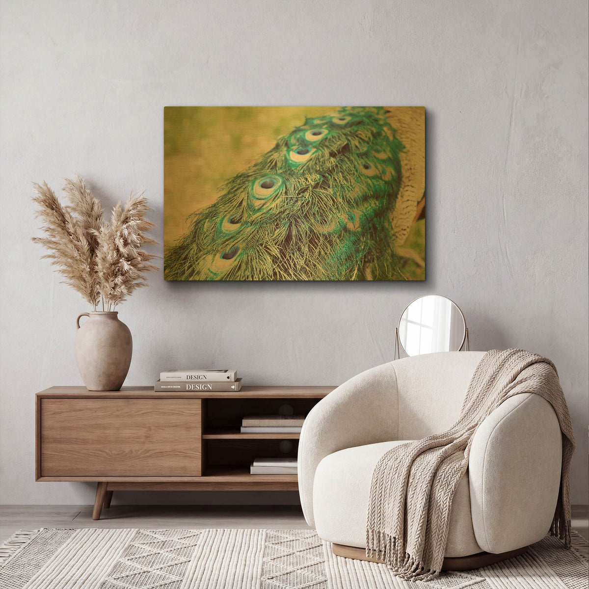 'Peacock Feather Tail 01' By Tom Quartermaine Gold Metal Wall Art
