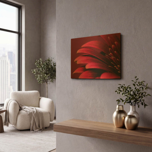 'Petals of a Red Gerbera' By Tom Quartermaine Gold Metal Wall Art