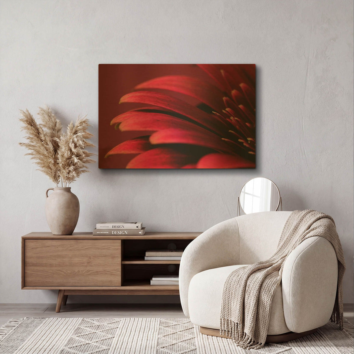'Petals of a Red Gerbera' By Tom Quartermaine Gold Metal Wall Art