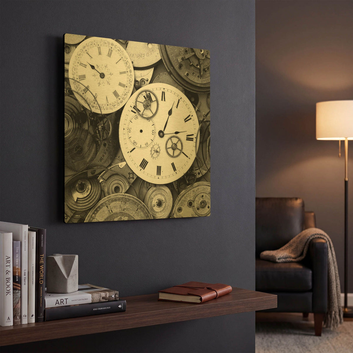 'Pieces of Old Watch BW' By Tom Quartermaine Gold Metal Wall Art