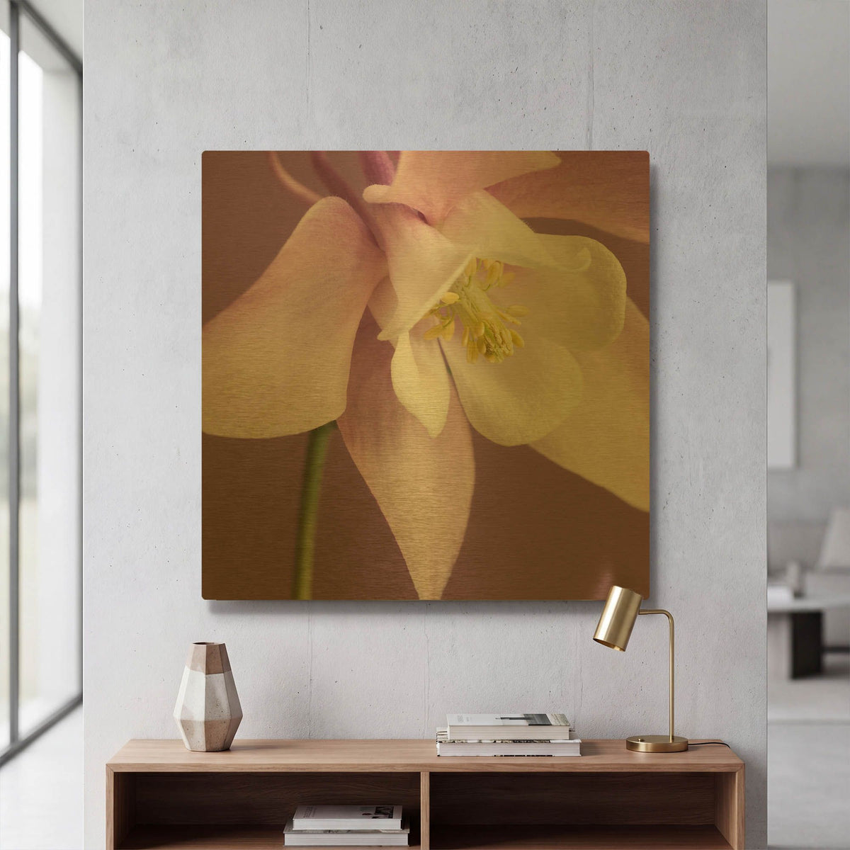 'Pink Aquiligia' By Tom Quartermaine Gold Metal Wall Art
