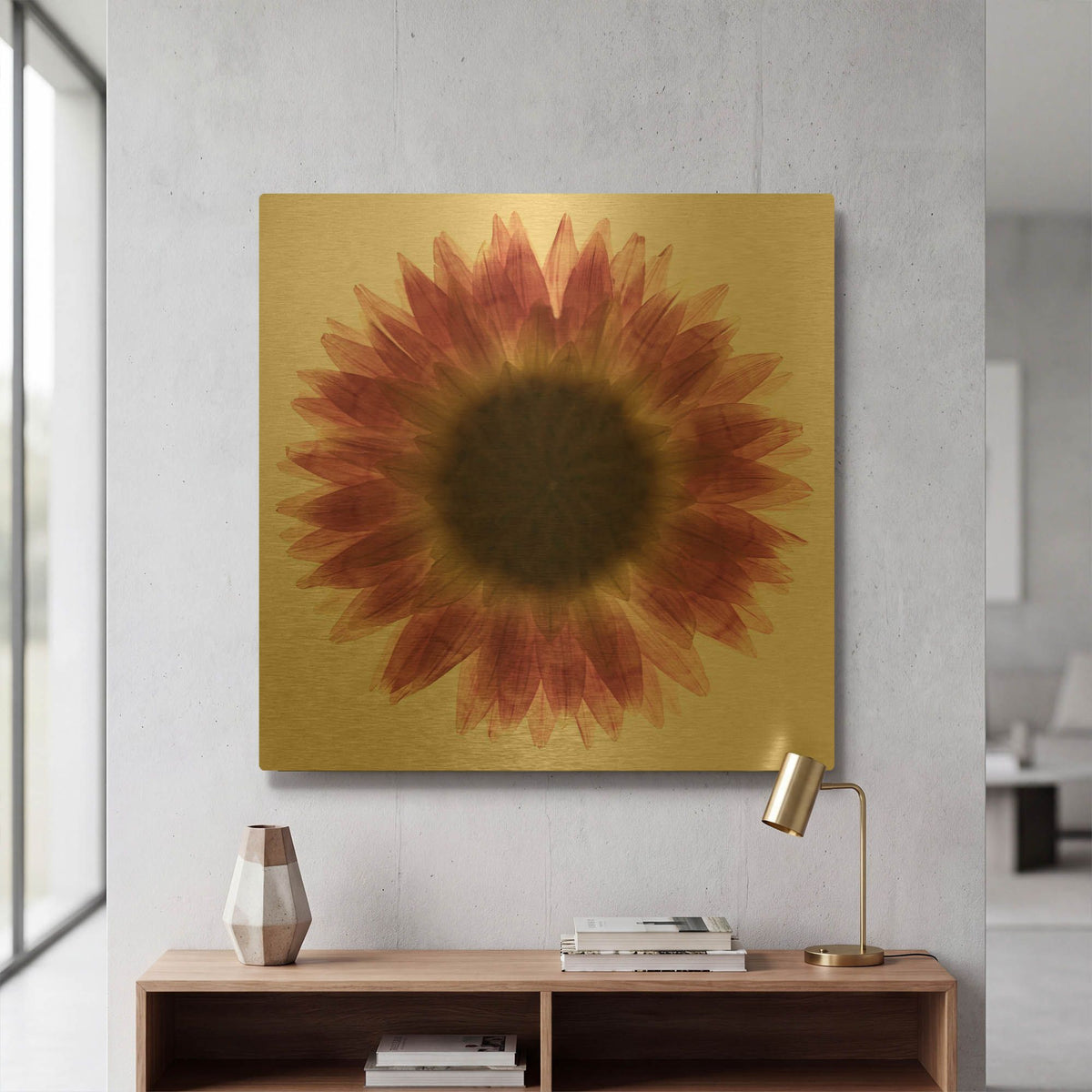 'Pink Flower on White 01' By Tom Quartermaine Gold Metal Wall Art