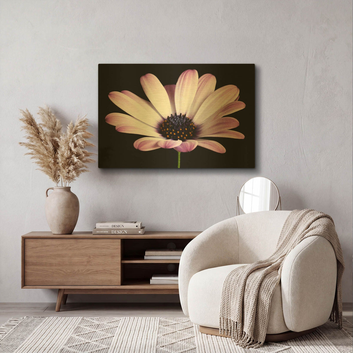 'Pink Osteospurmum Black 04' By Tom Quartermaine Gold Metal Wall Art