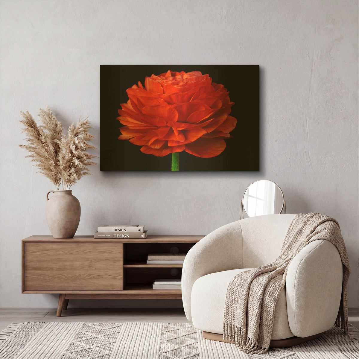 'Red Flower on Black 04' By Tom Quartermaine Gold Metal Wall Art