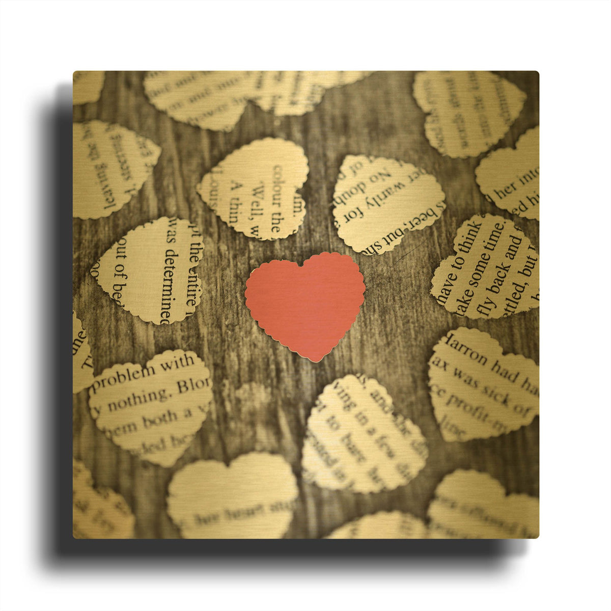 'Red Heart with Heart Book Pages' By Tom Quartermaine Gold Metal Wall Art