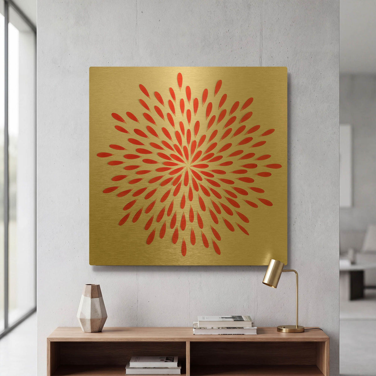 'Red Petals 01' By Tom Quartermaine Gold Metal Wall Art