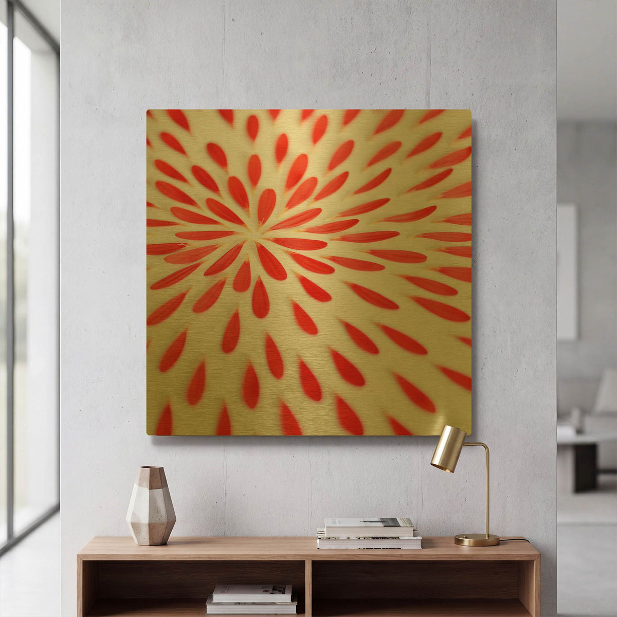 'Red Petals 02' By Tom Quartermaine Gold Metal Wall Art