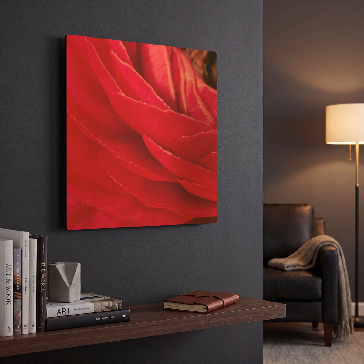 'Red Petals Close Up' By Tom Quartermaine Gold Metal Wall Art