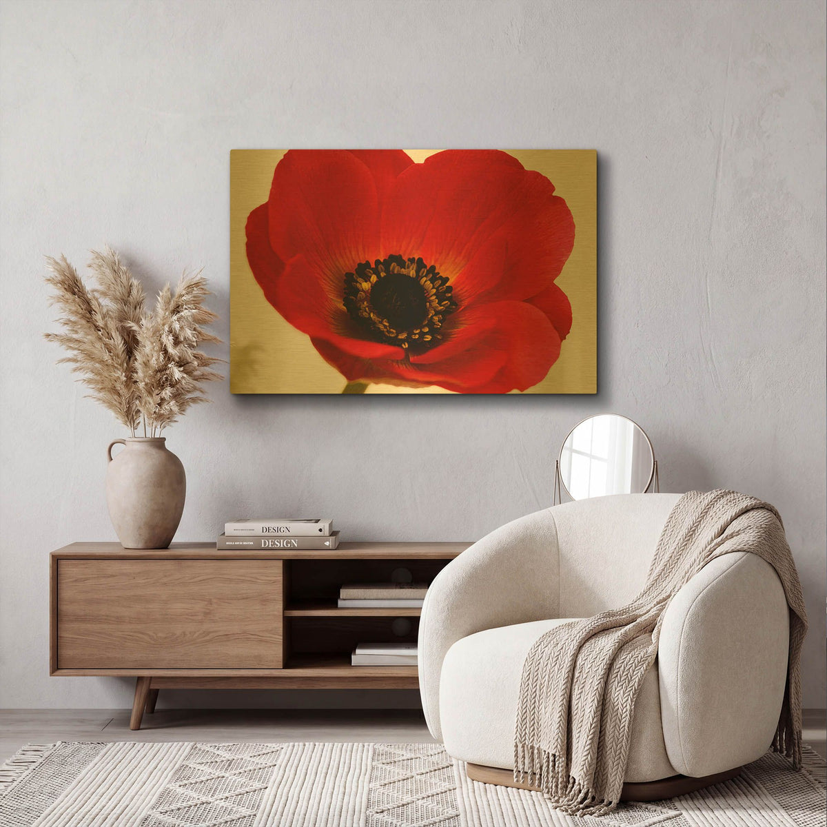 'Red Poppy 01' By Tom Quartermaine Gold Metal Wall Art