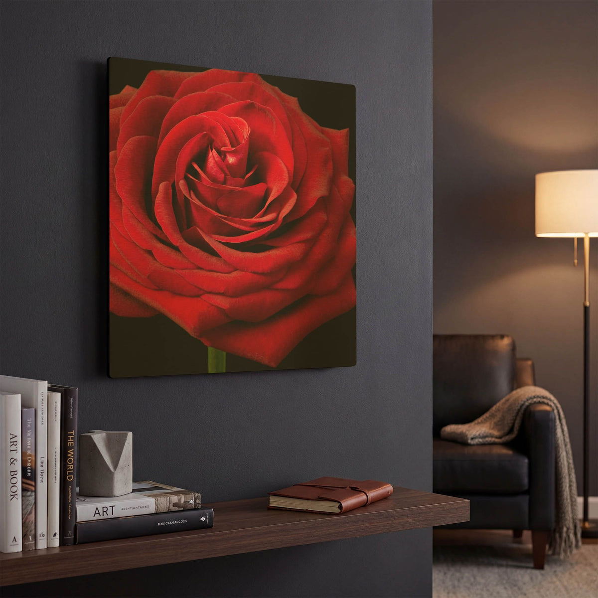 'Red Rose 02' By Tom Quartermaine Gold Metal Wall Art