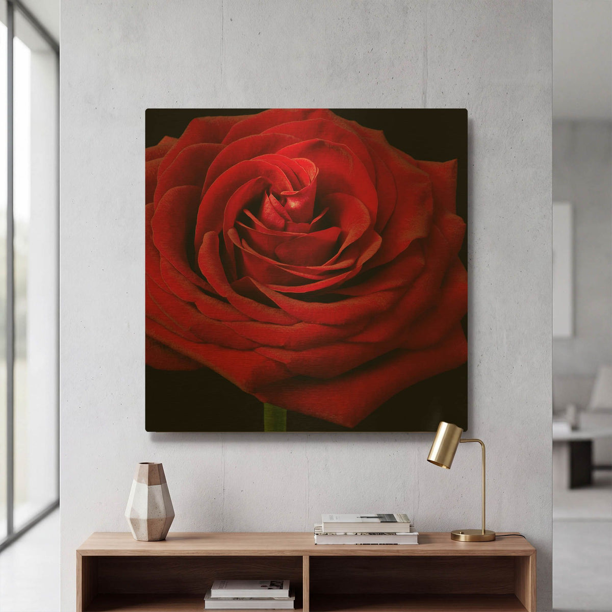 'Red Rose 02' By Tom Quartermaine Gold Metal Wall Art