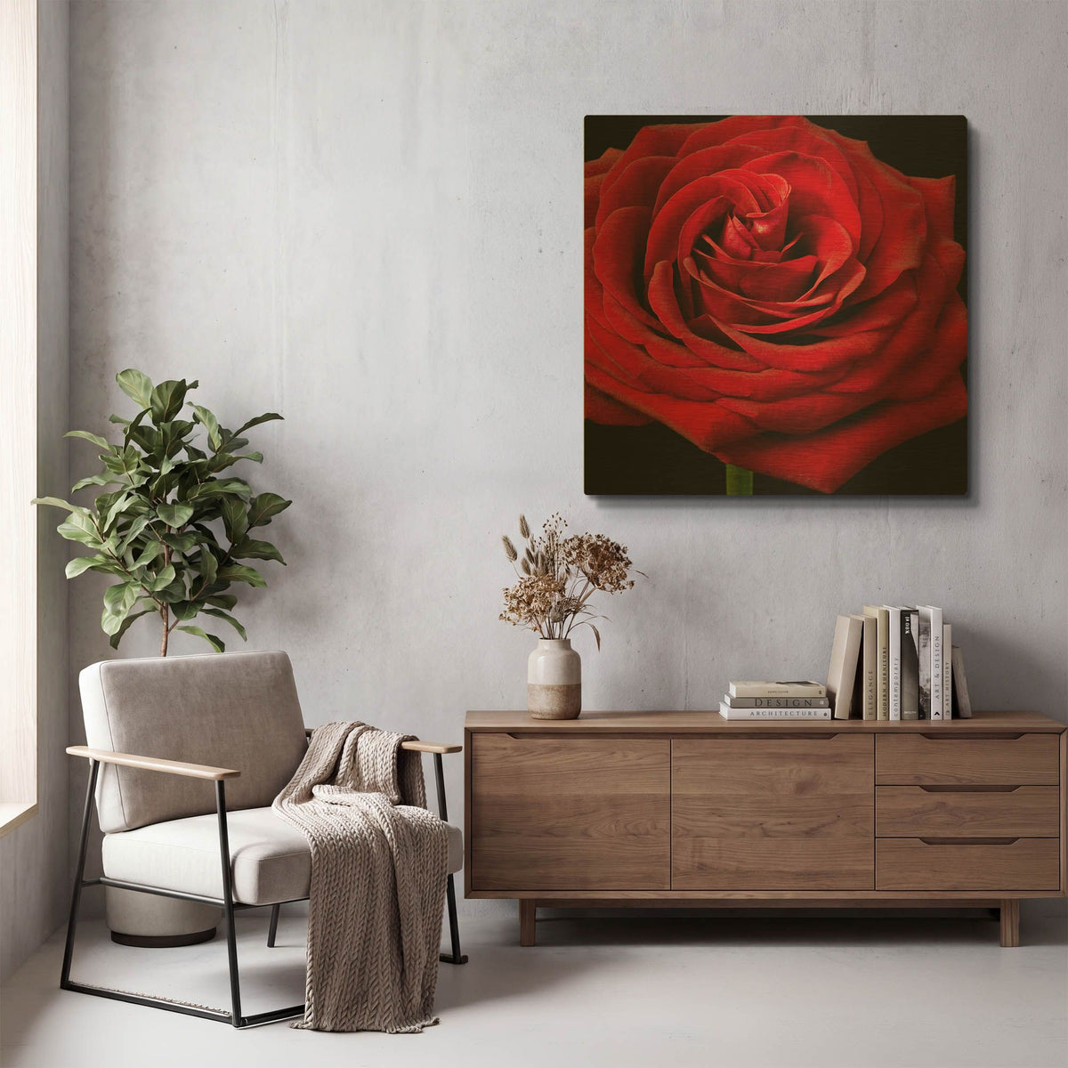 'Red Rose 02' By Tom Quartermaine Gold Metal Wall Art
