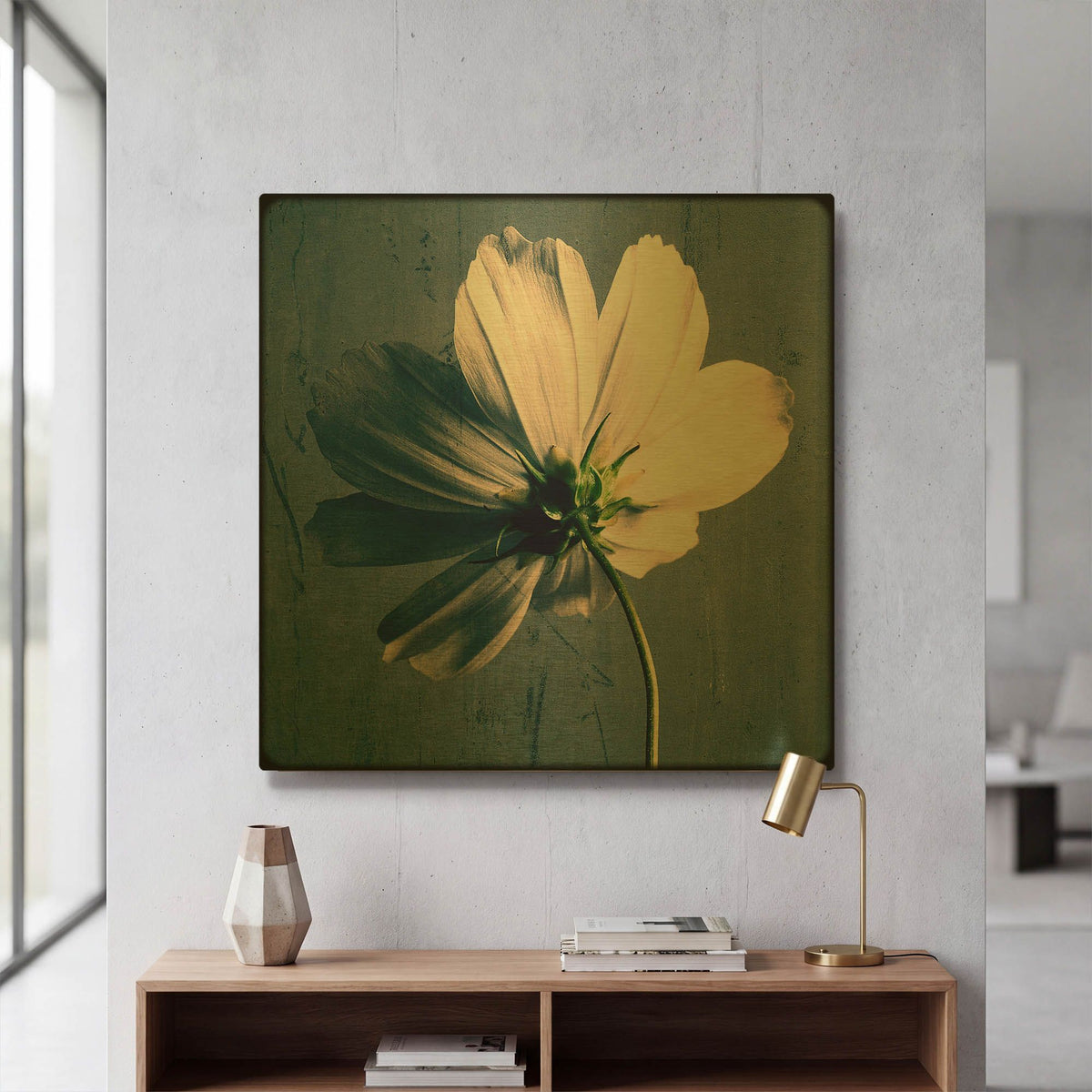 'Reverse Of Cosmos On Blue' By Tom Quartermaine Gold Metal Wall Art