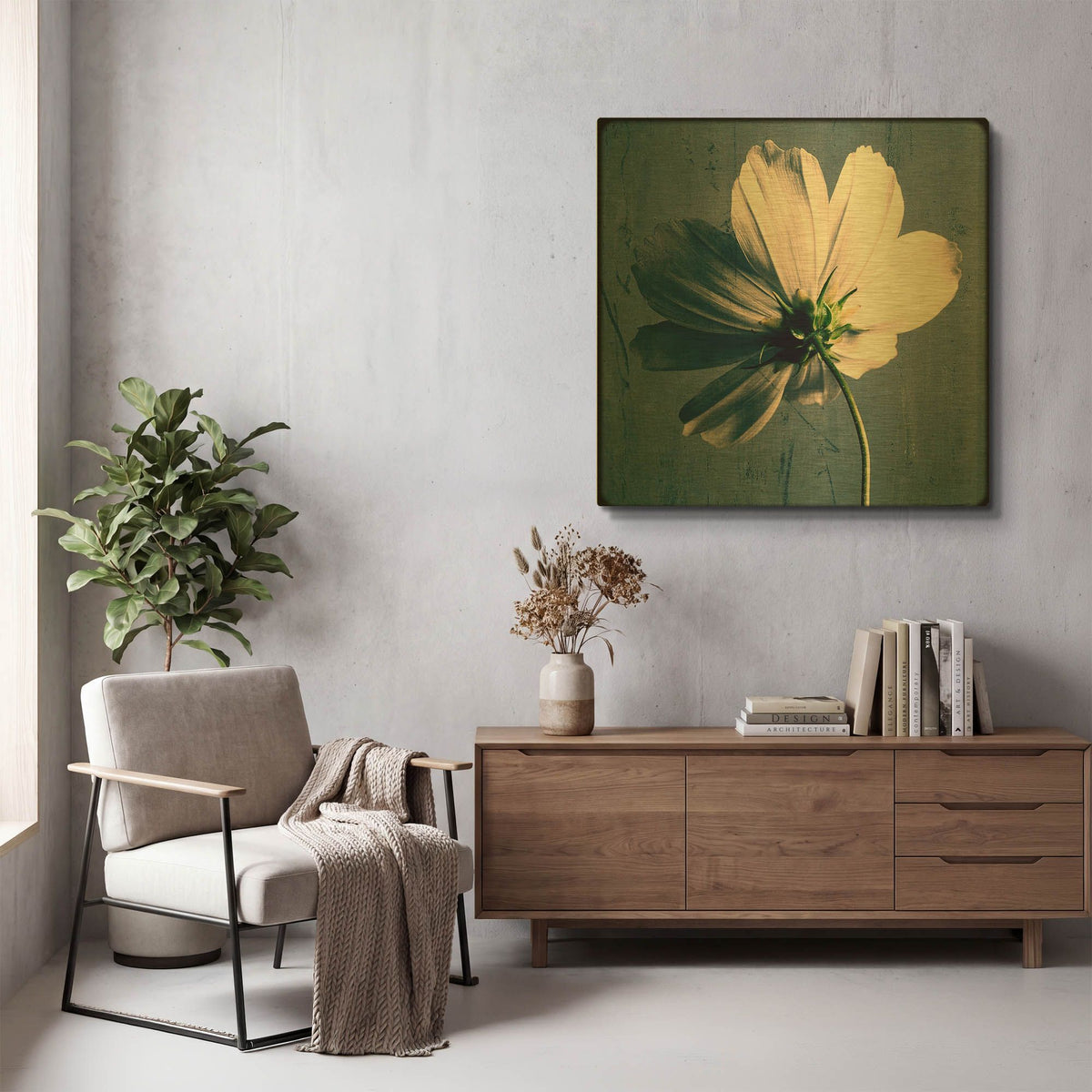 'Reverse Of Cosmos On Blue' By Tom Quartermaine Gold Metal Wall Art