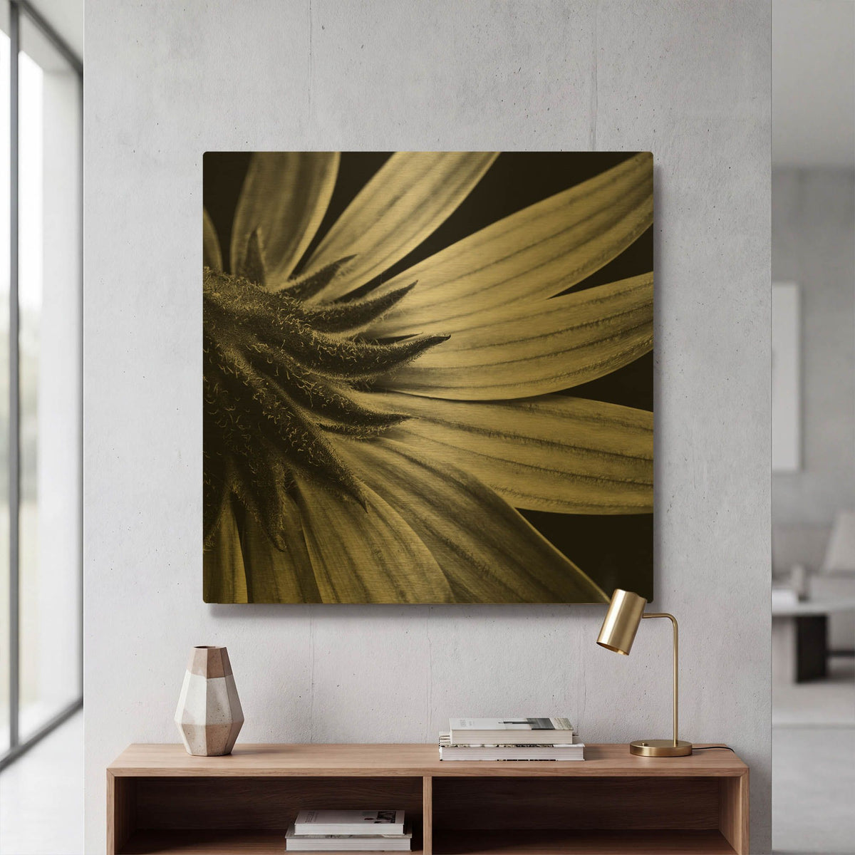 'Reverse Of Flower Bw' By Tom Quartermaine Gold Metal Wall Art