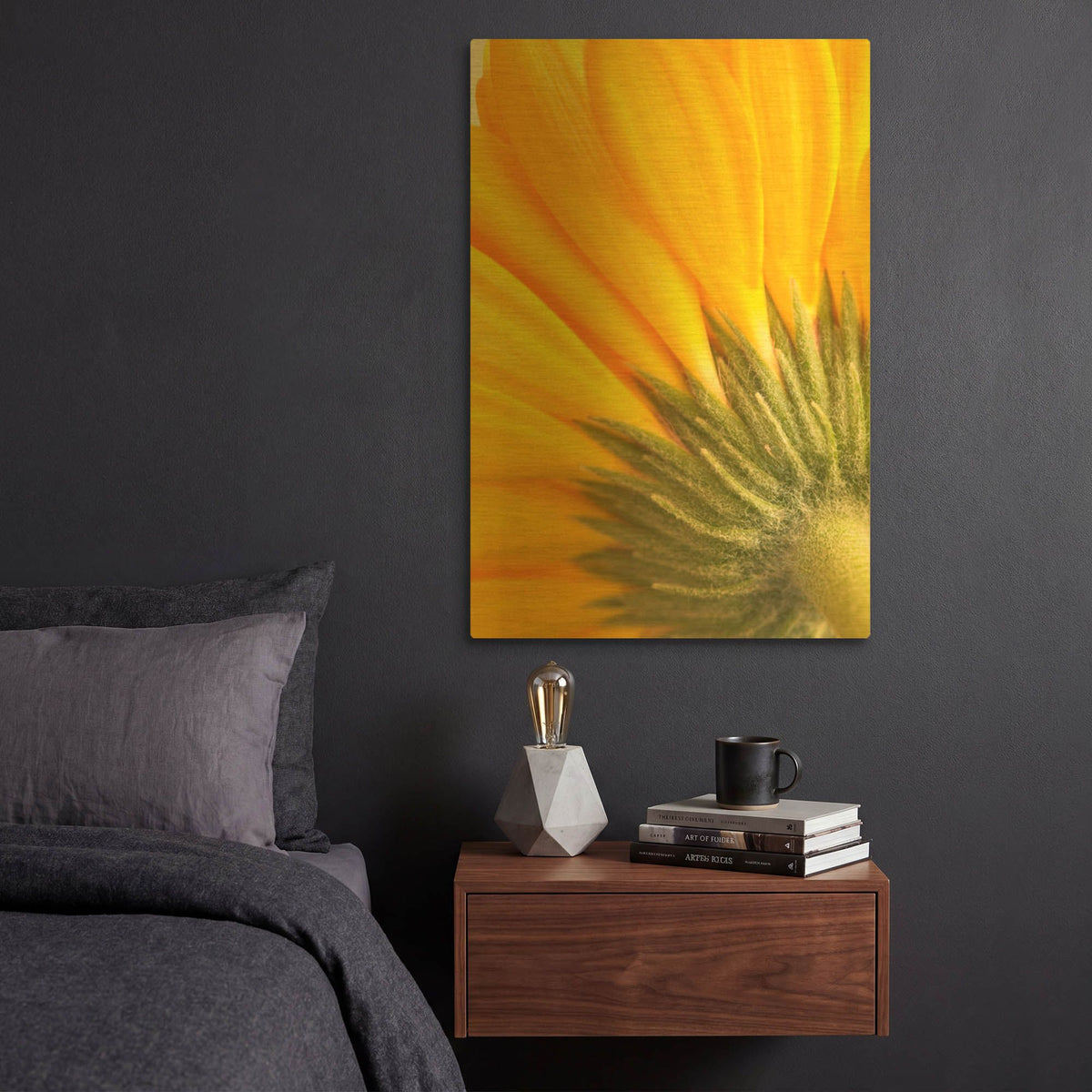 'Reverse Of Yellow Flower' By Tom Quartermaine Gold Metal Wall Art