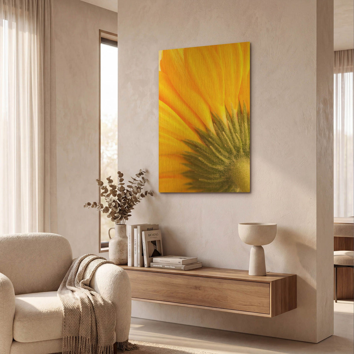 'Reverse Of Yellow Flower' By Tom Quartermaine Gold Metal Wall Art