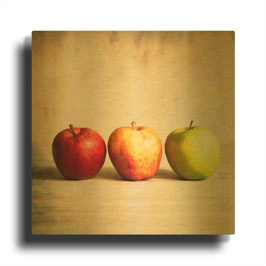 'Row Of Antique Fruit' By Tom Quartermaine Gold Metal Wall Art