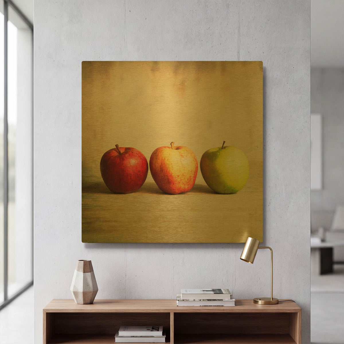 'Row Of Antique Fruit' By Tom Quartermaine Gold Metal Wall Art