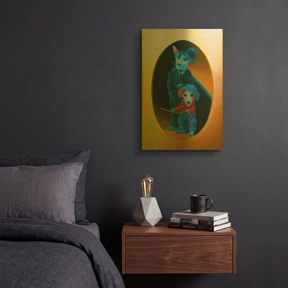 'A Dog S Life' By Valery Vecu Quitard Gold Metal Wall Art