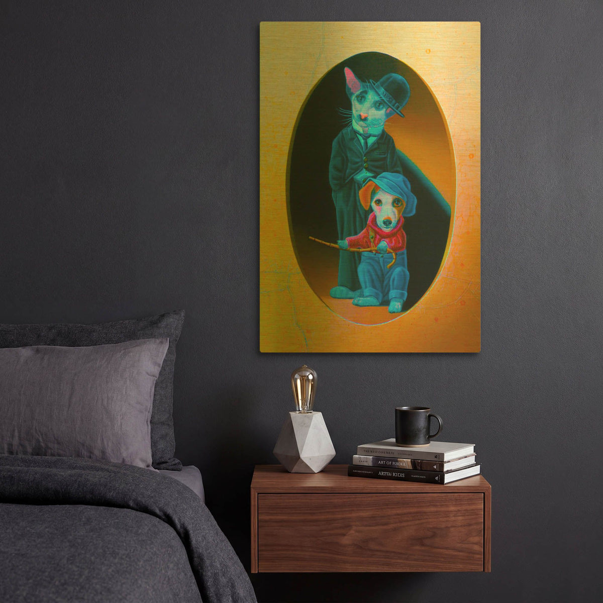 'A Dog S Life' By Valery Vecu Quitard Gold Metal Wall Art