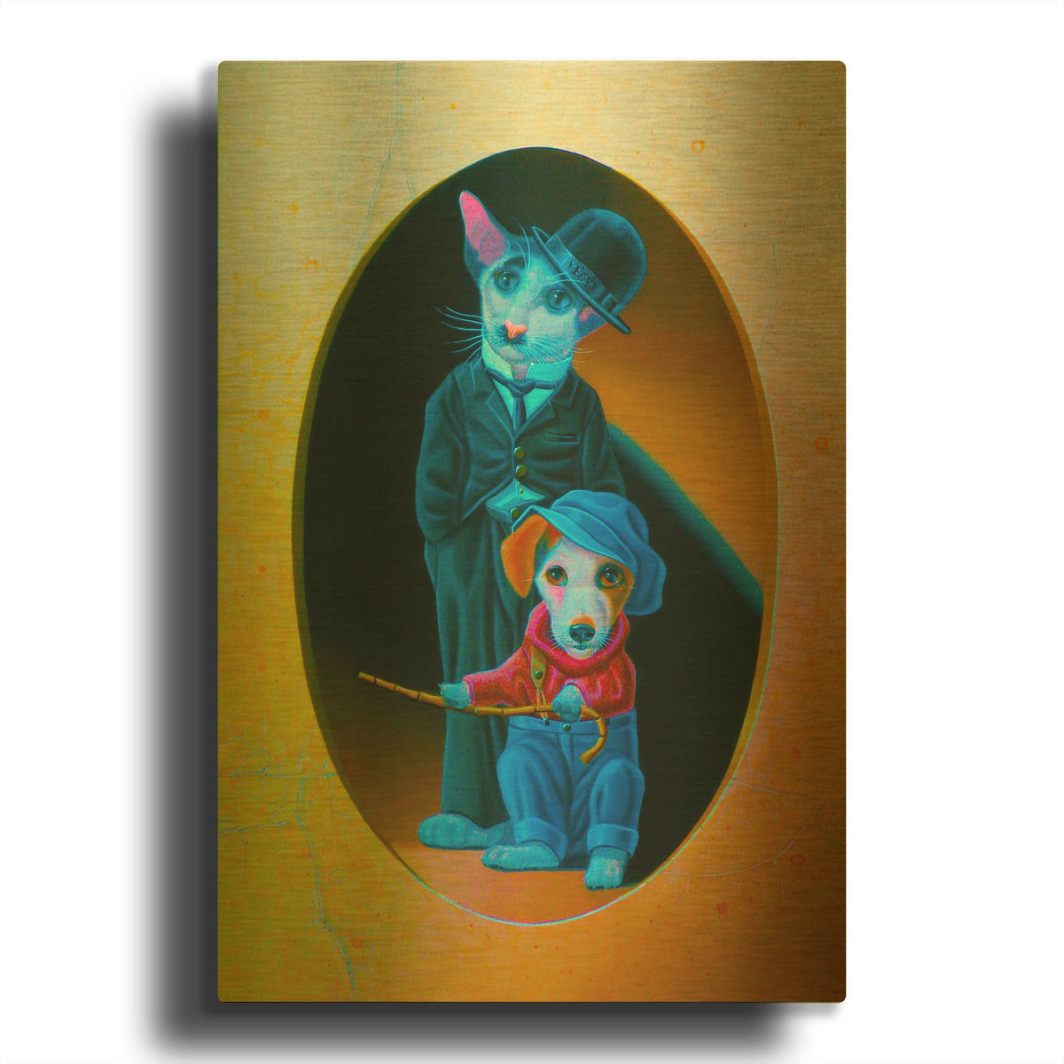 'A Dog S Life' By Valery Vecu Quitard Gold Metal Wall Art