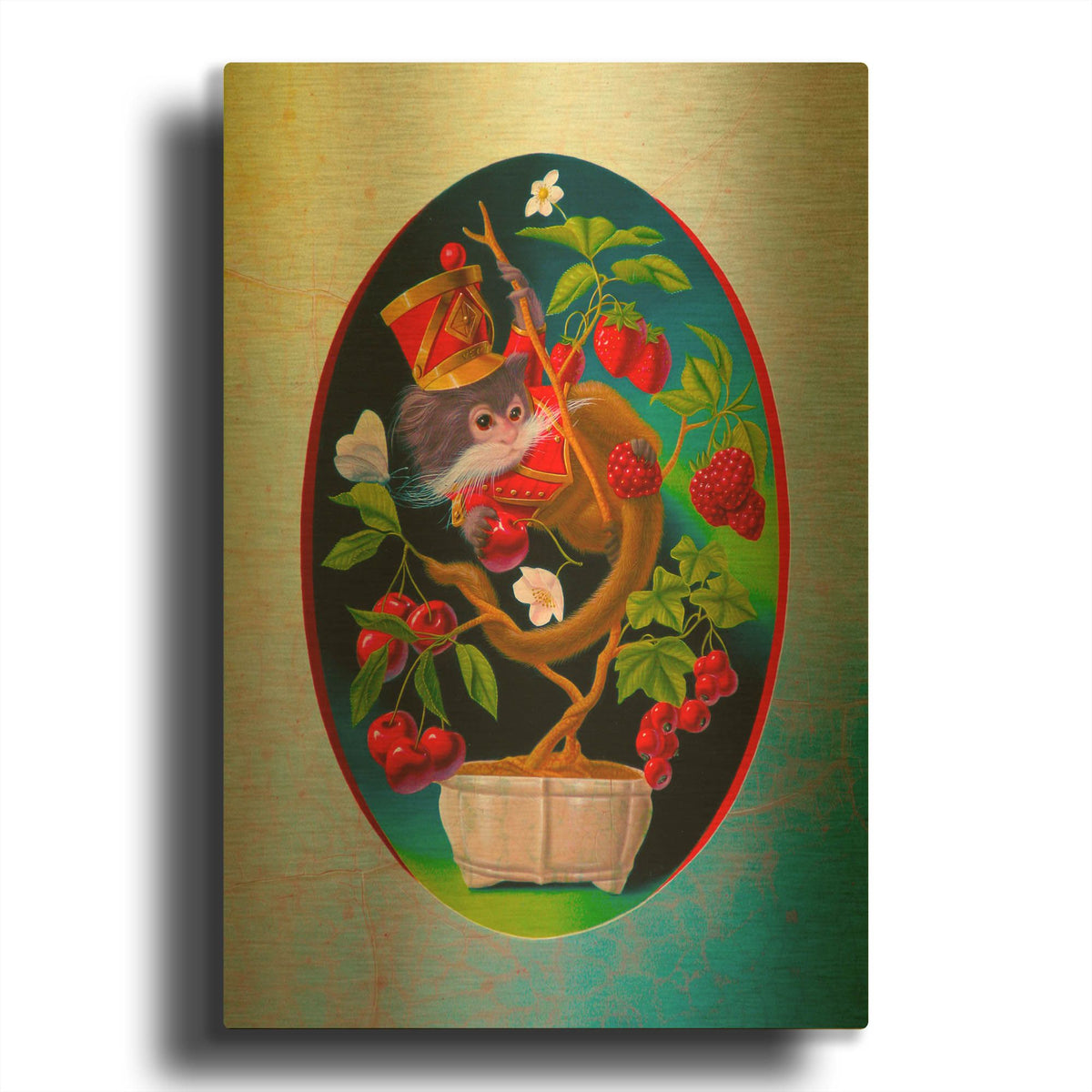 'Bonzai With 4 Transplants N1' By Valery Vecu Quitard Gold Metal Wall Art