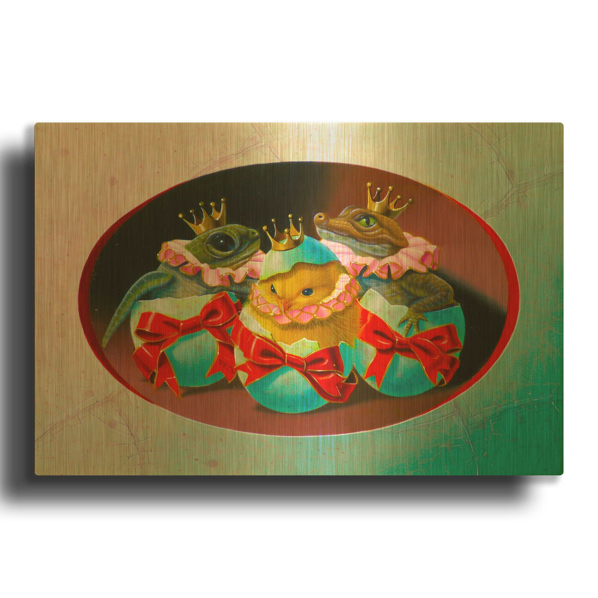 'Brothers' By Valery Vecu Quitard Gold Metal Wall Art