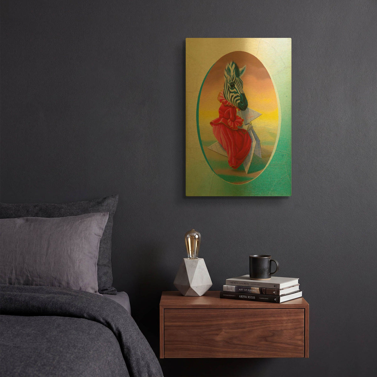 'Madame Zebre' By Valery Vecu Quitard Gold Metal Wall Art