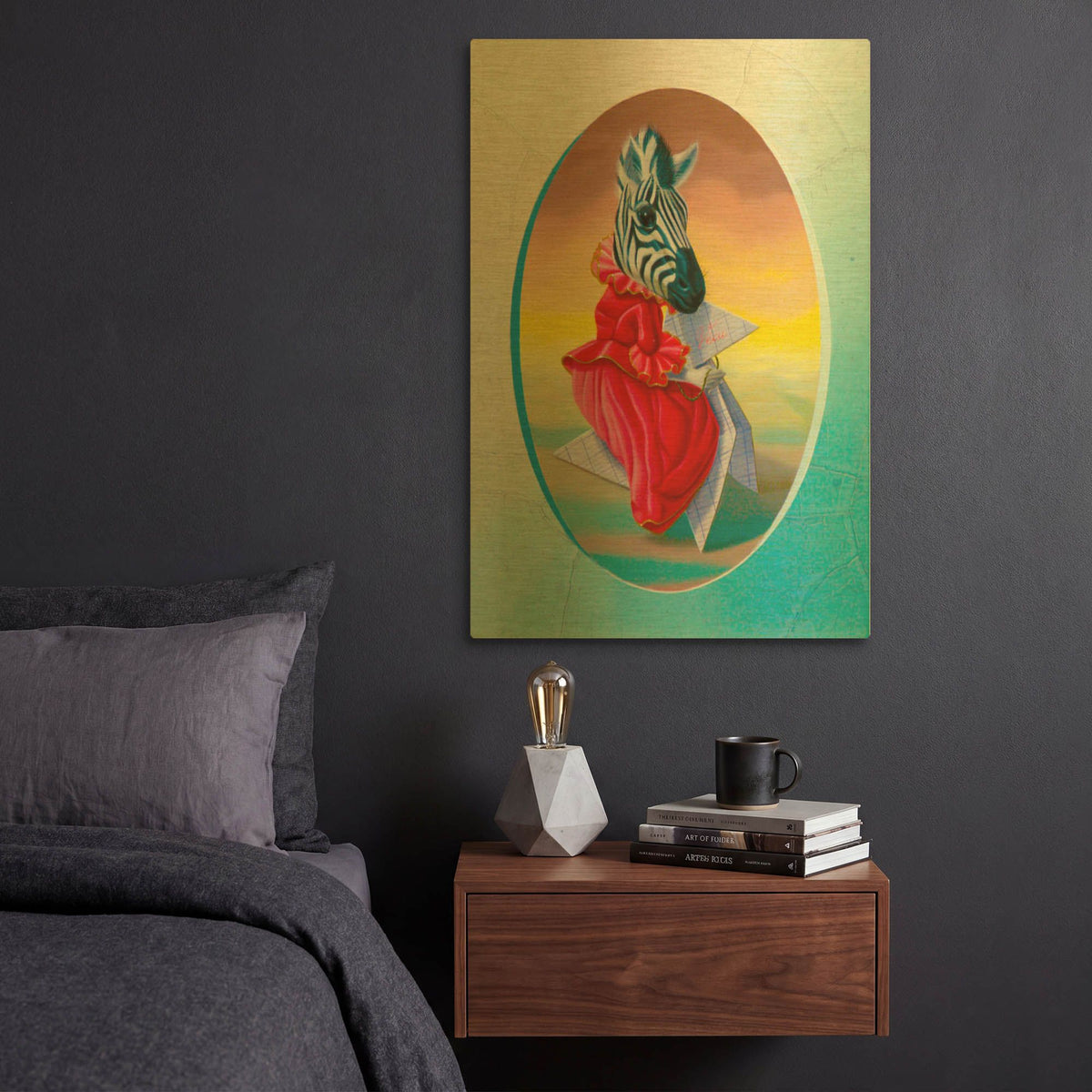 'Madame Zebre' By Valery Vecu Quitard Gold Metal Wall Art