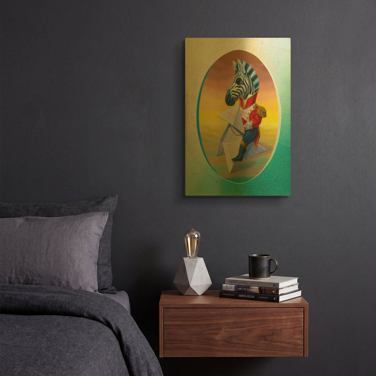 'Mister Zebra' By Valery Vecu Quitard Gold Metal Wall Art