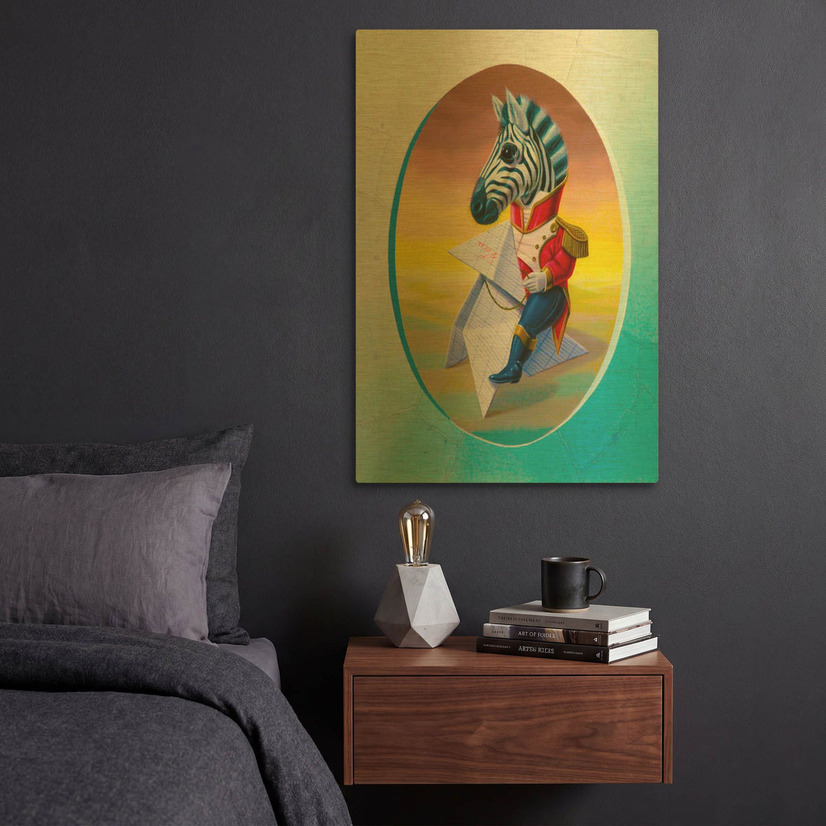 'Mister Zebra' By Valery Vecu Quitard Gold Metal Wall Art