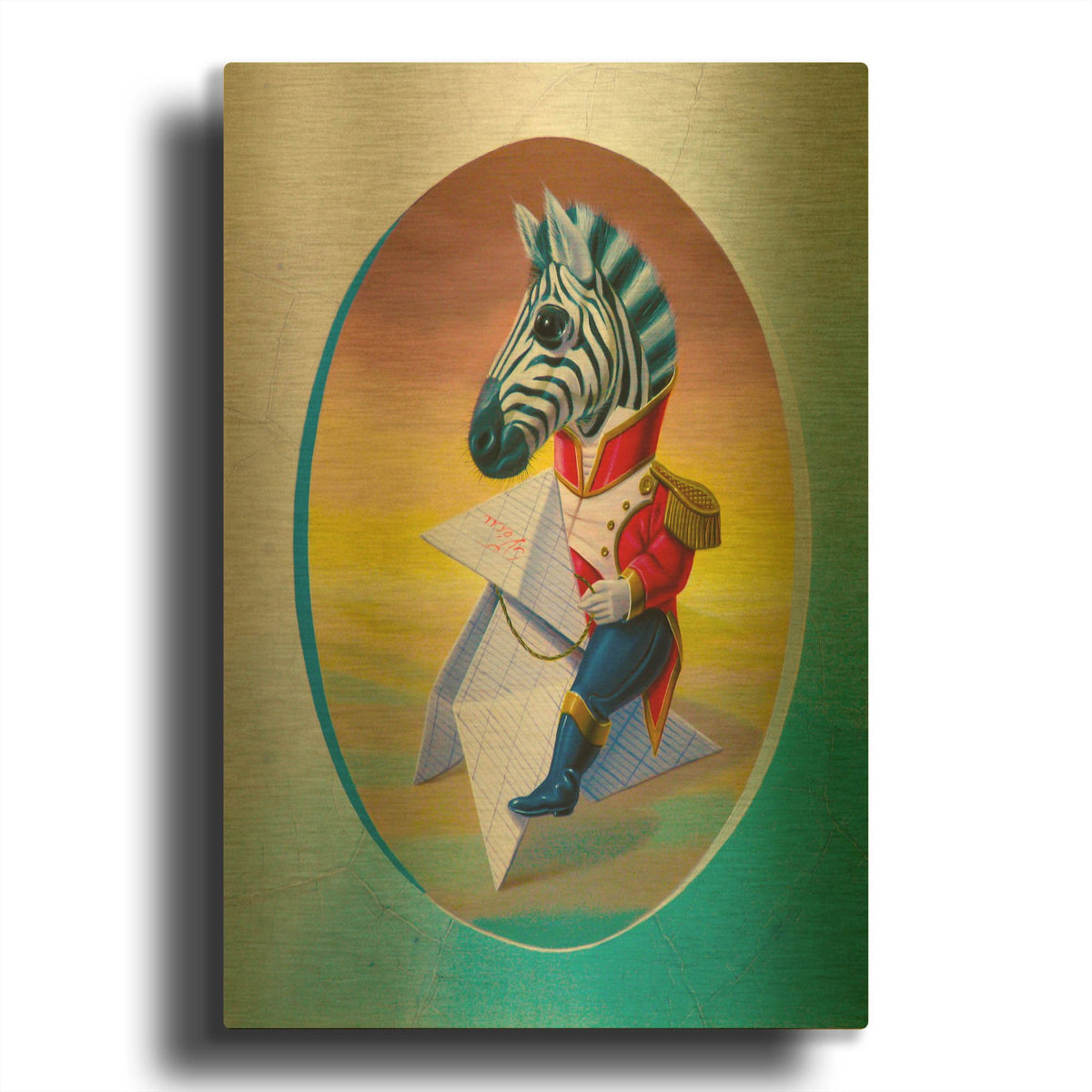 'Mister Zebra' By Valery Vecu Quitard Gold Metal Wall Art