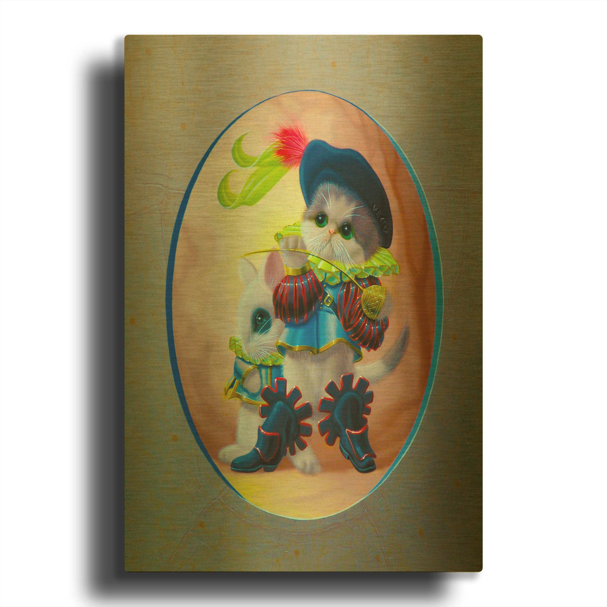 'Puss In Boots' By Valery Vecu Quitard Gold Metal Wall Art