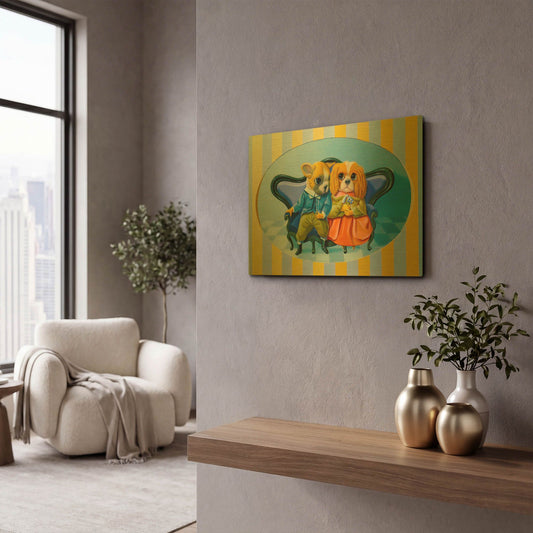 'The Engagements' By Valery Vecu Quitard Gold Metal Wall Art
