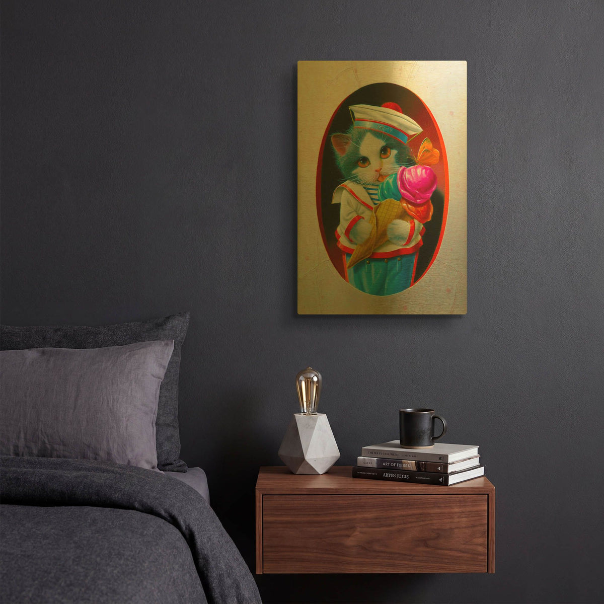 'The Ice Cream Cone' By Valery Vecu Quitard Gold Metal Wall Art