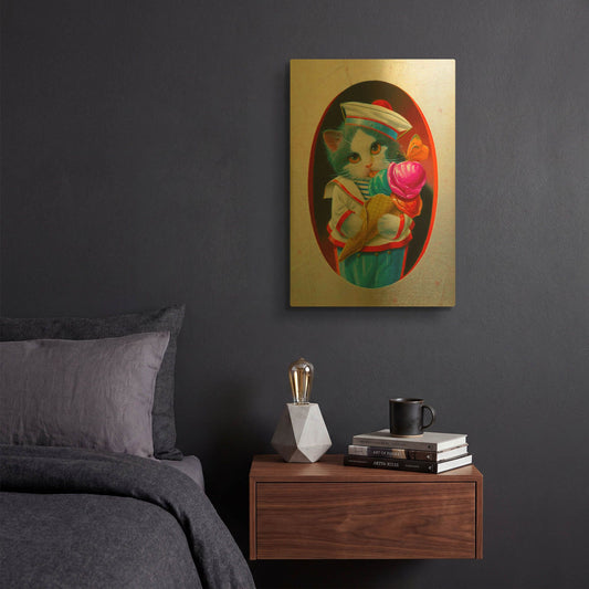 'The Ice Cream Cone' By Valery Vecu Quitard Gold Metal Wall Art