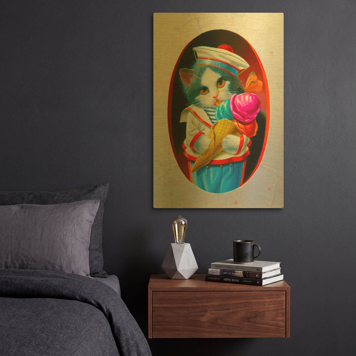'The Ice Cream Cone' By Valery Vecu Quitard Gold Metal Wall Art