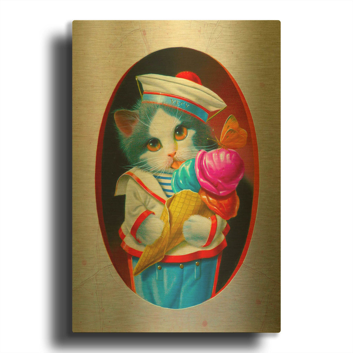 'The Ice Cream Cone' By Valery Vecu Quitard Gold Metal Wall Art