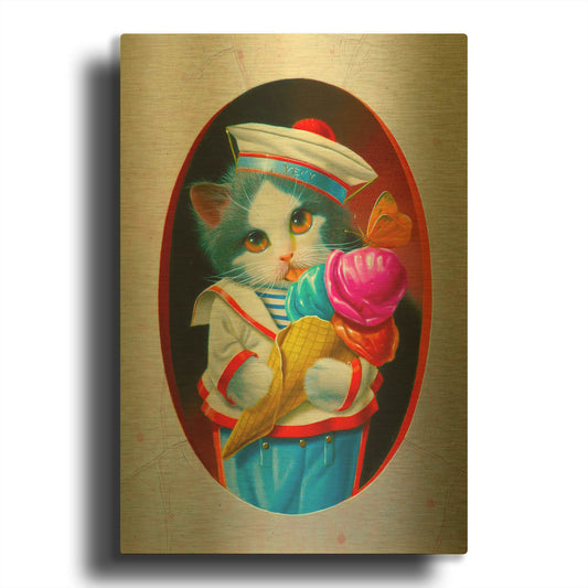 'The Ice Cream Cone' By Valery Vecu Quitard Gold Metal Wall Art