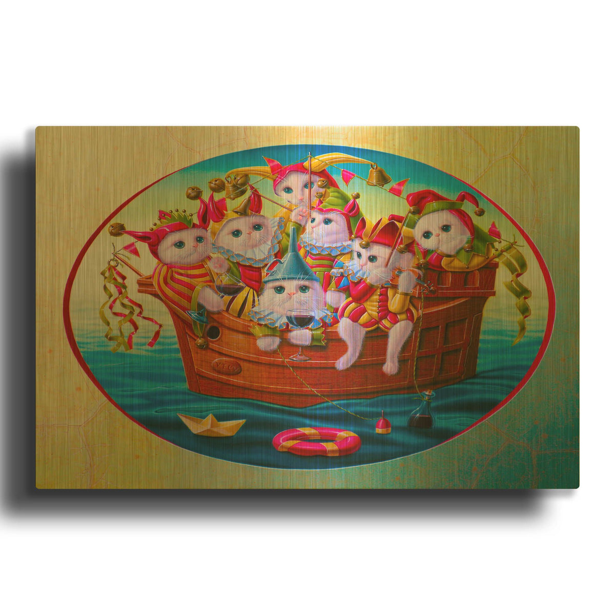 'The Nave Of Fools' By Valery Vecu Quitard Gold Metal Wall Art