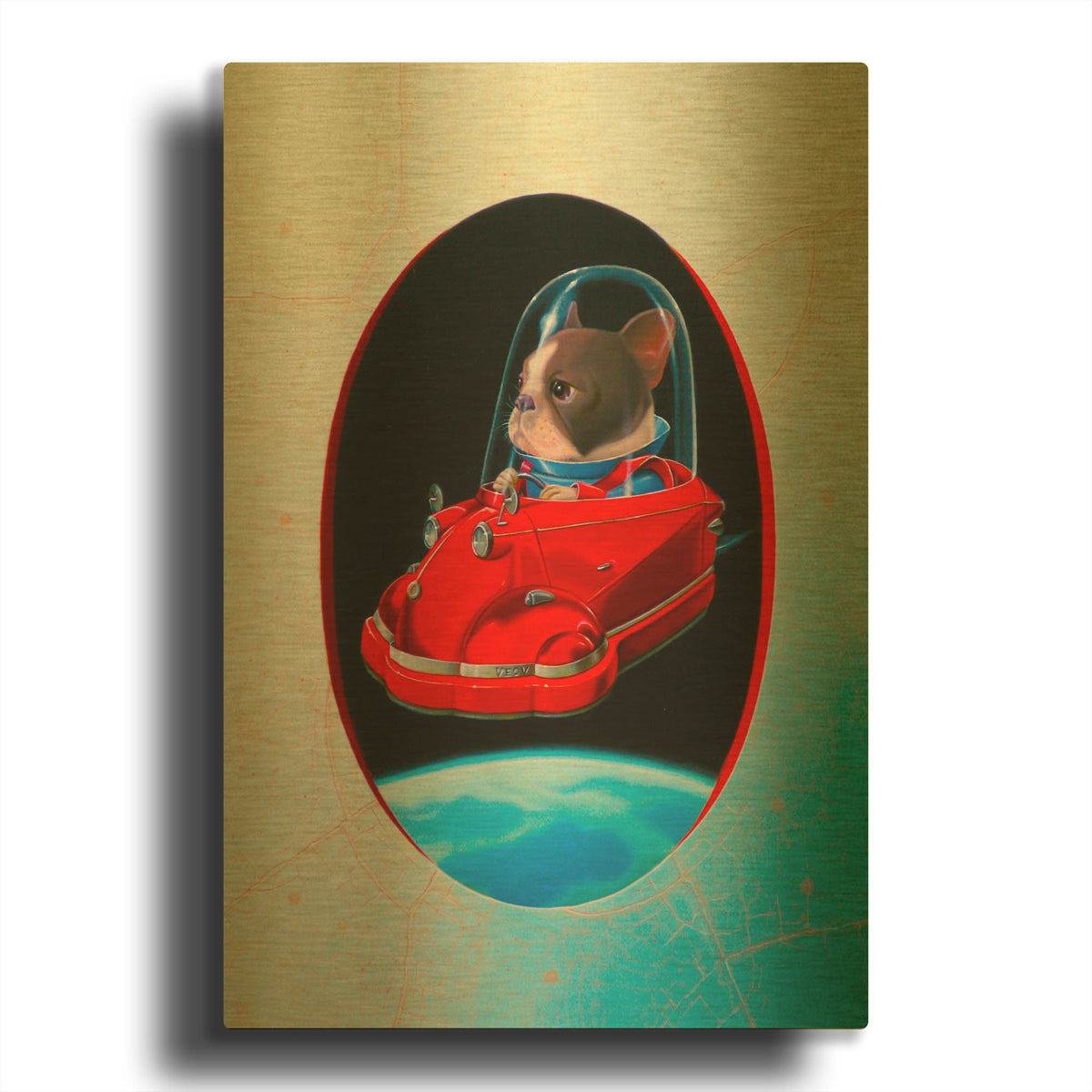 'Ae' By Valery Vecu Quitard Gold Metal Wall Art