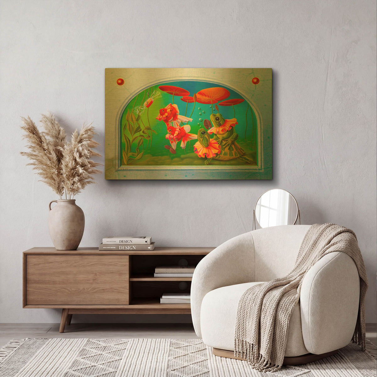 'Bait' By Valery Vecu Quitard Gold Metal Wall Art
