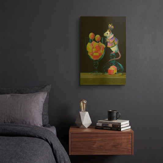 'Gluttony Is A Bad Thing' By Valery Vecu Quitard Gold Metal Wall Art