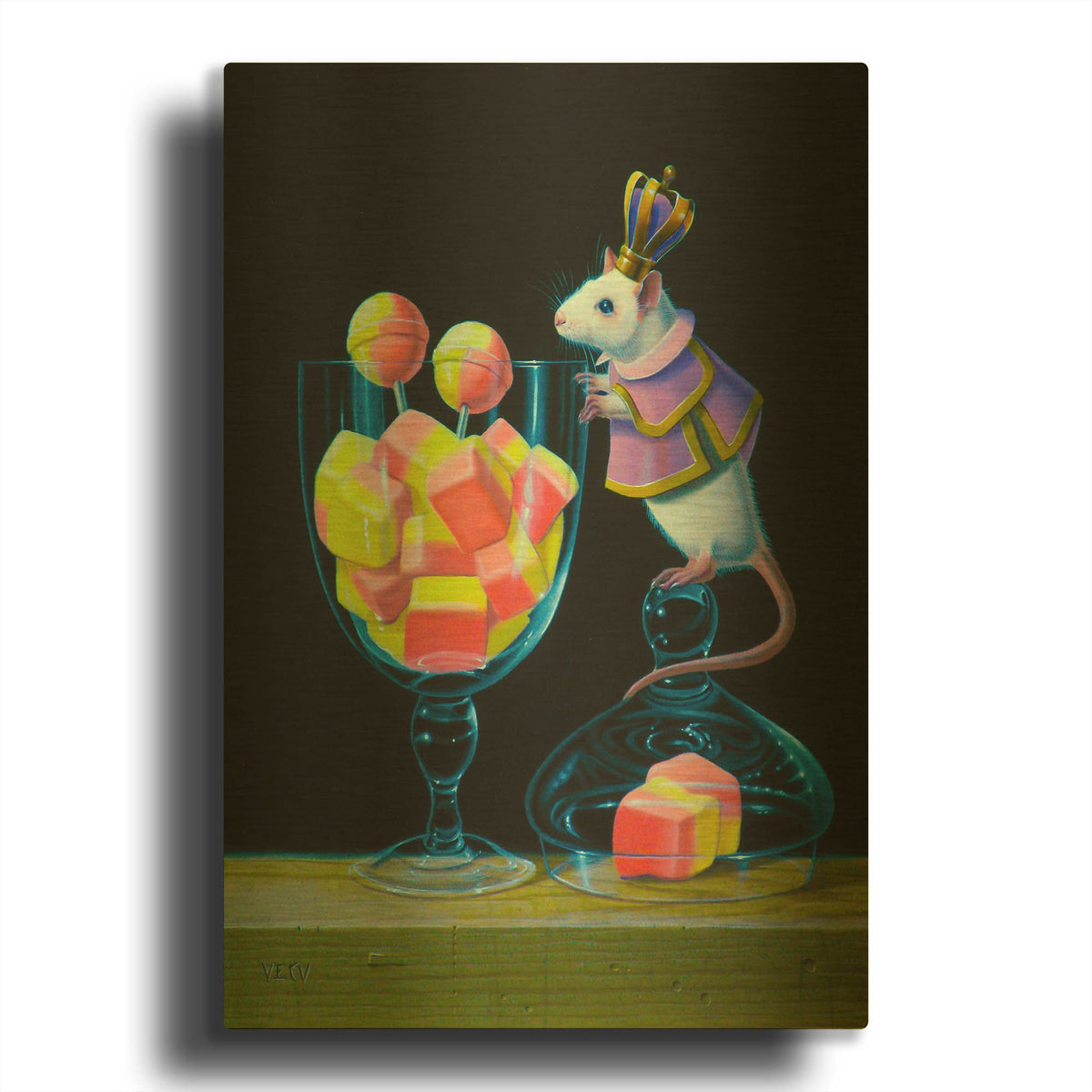 'Gluttony Is A Bad Thing' By Valery Vecu Quitard Gold Metal Wall Art