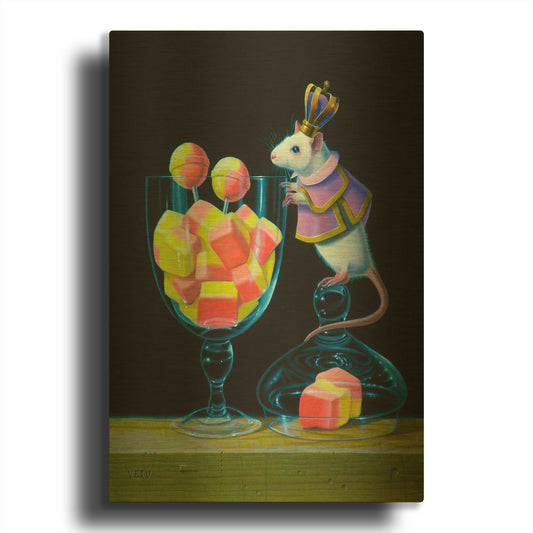 'Gluttony Is A Bad Thing' By Valery Vecu Quitard Gold Metal Wall Art