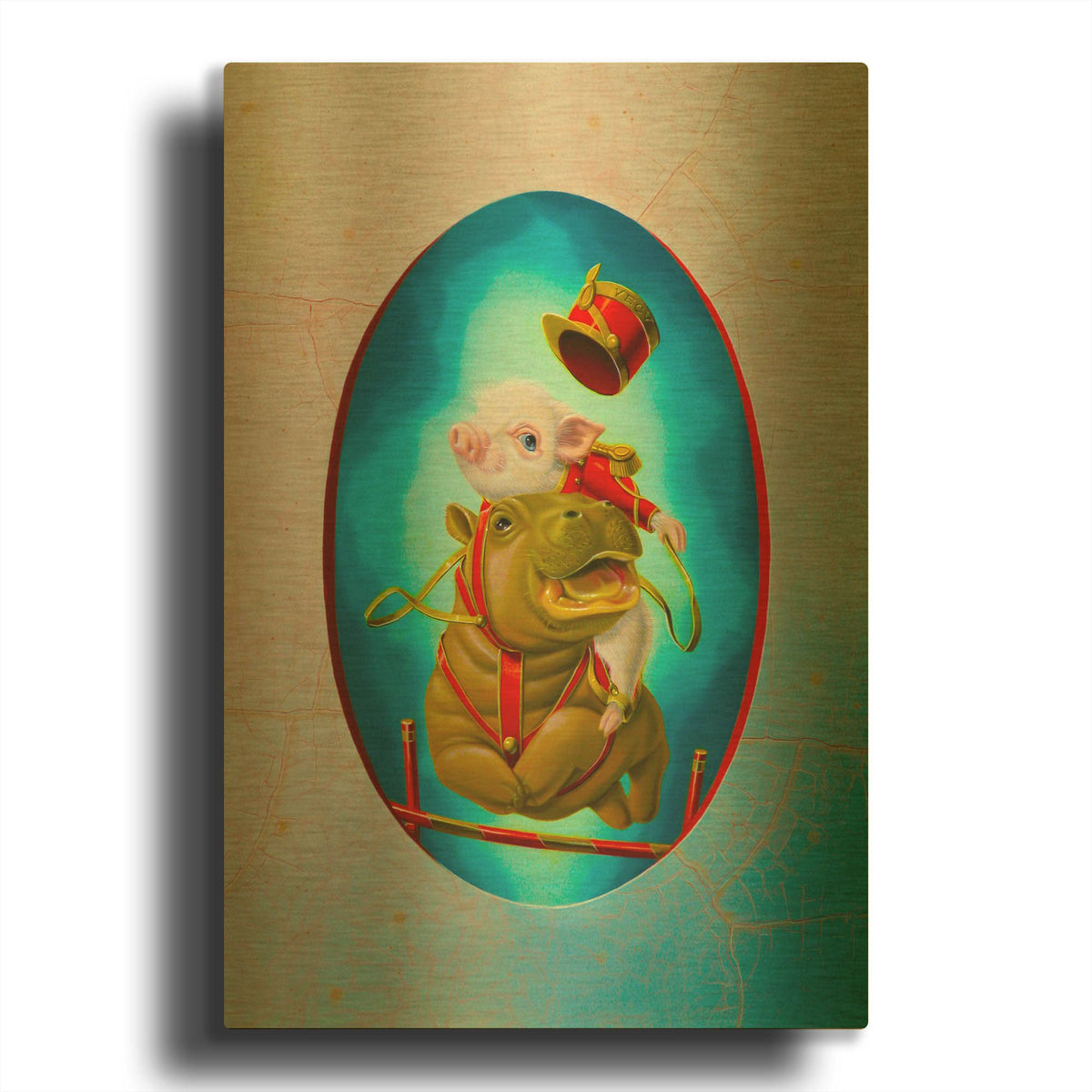 'Jumping' By Valery Vecu Quitard Gold Metal Wall Art