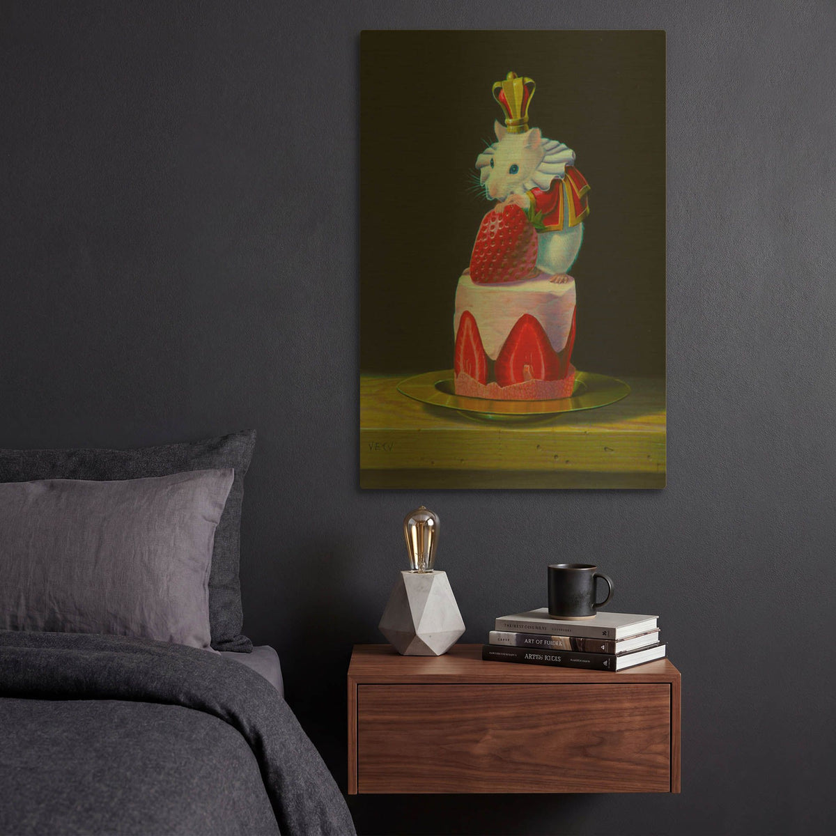 'Mouse On A Cake' By Valery Vecu Quitard Gold Metal Wall Art